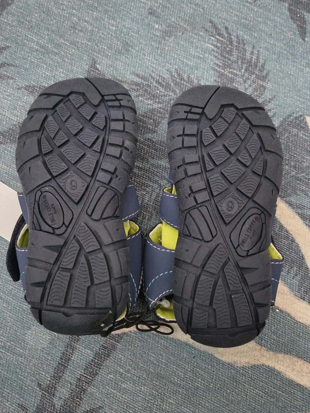 Falls Creek Navy and Lime Kids Closed-Toe Sandals
